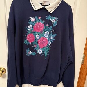 Morning  Sun woman made in the USA pullover sweater with Collar  Size 2X